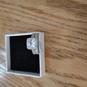 Pava Princess Cut Double Band Engagement Ring For Her Size 7